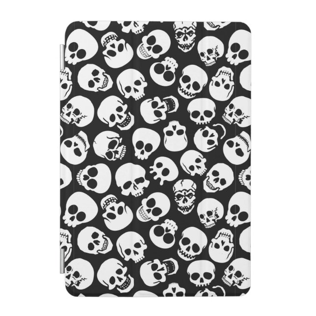 Skulls in Black Background Pattern iPad Mini Cover (Front)