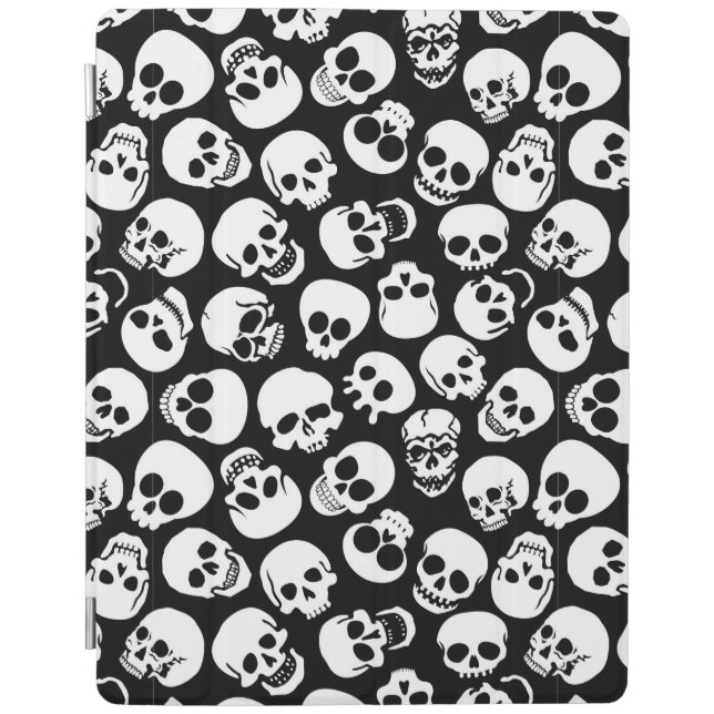 Skulls in Black Background Pattern iPad Smart Cover (Front)
