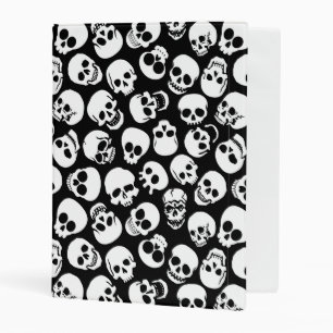 Skulls in Black Background Pattern Mini Binder