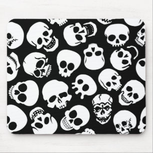 Skulls in Black Background Pattern Mouse Pad