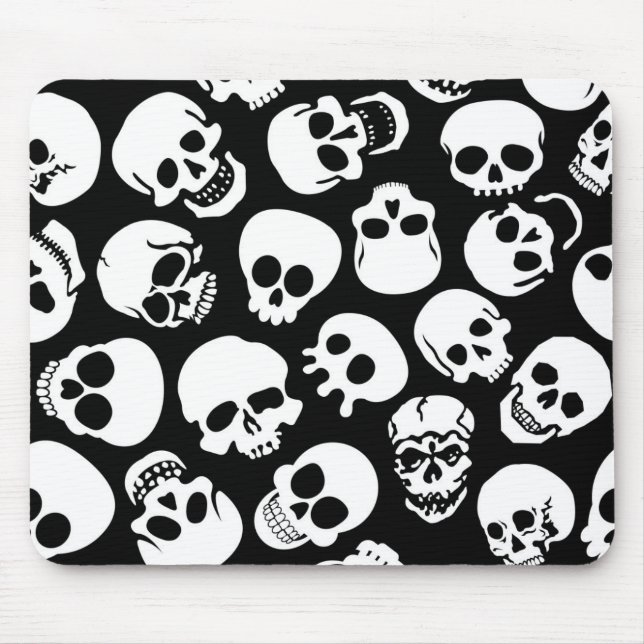 Skulls in Black Background Pattern Mouse Pad (Front)