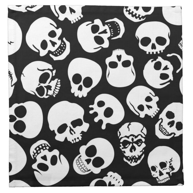 Skulls in Black Background Pattern Napkin (Front)