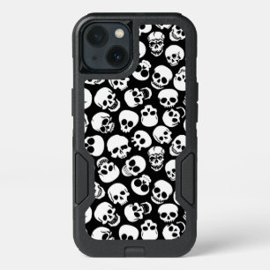 Skulls in Black Background Pattern iPhone 13 Case