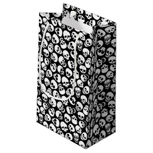 Skulls in Black Background Pattern Small Gift Bag