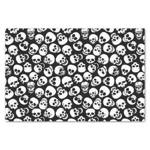Skulls in Black Background Pattern Tissue Paper