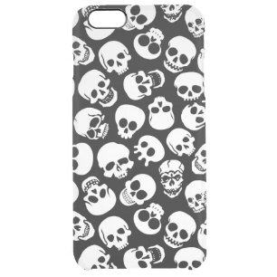 Skulls in Black Background Pattern Clear iPhone 6 Plus Case