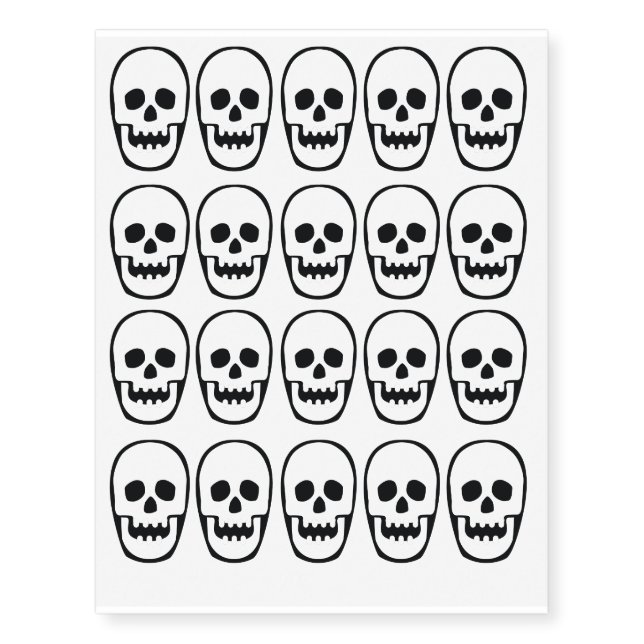 Skulls in Head Temporary Tattoos (Front)