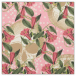 Skulls In The Garden (Pink) Fabric