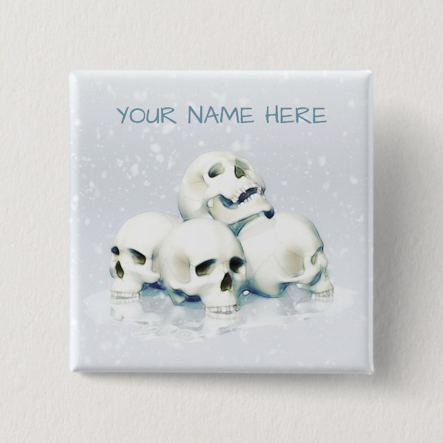 Skulls in the snow. Personalized Button (Front)