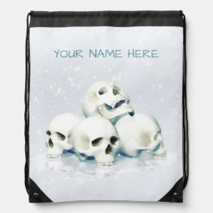 Skulls in the snow. Personalized Drawstring Bag