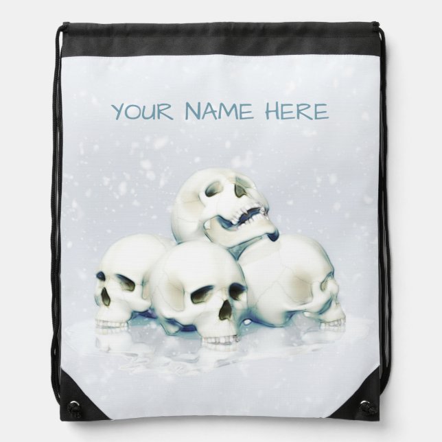 Skulls in the snow. Personalized Drawstring Bag (Front)
