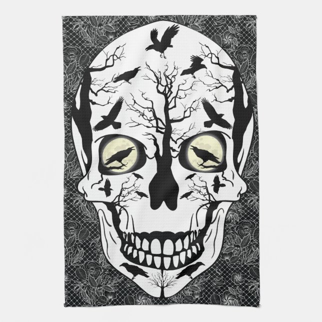 Skulls Kitchen Towels Raven Designed Home Decor (Vertical)