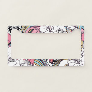 Skulls Lily Flowers: Boho Vintage. License Plate Frame