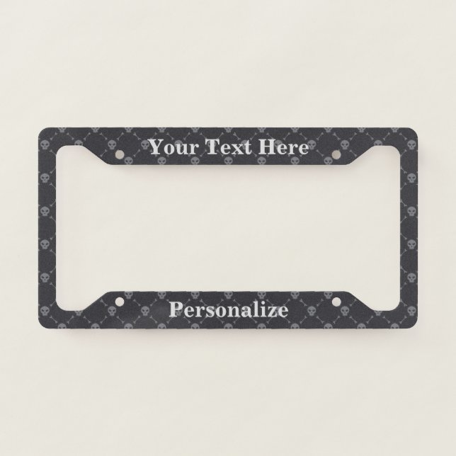 Skulls Monogrammed License Plate Frame (Front)