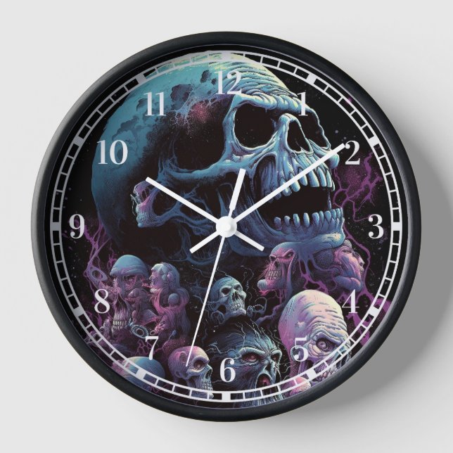 Skulls Monsters Horror Art Clock (Front)