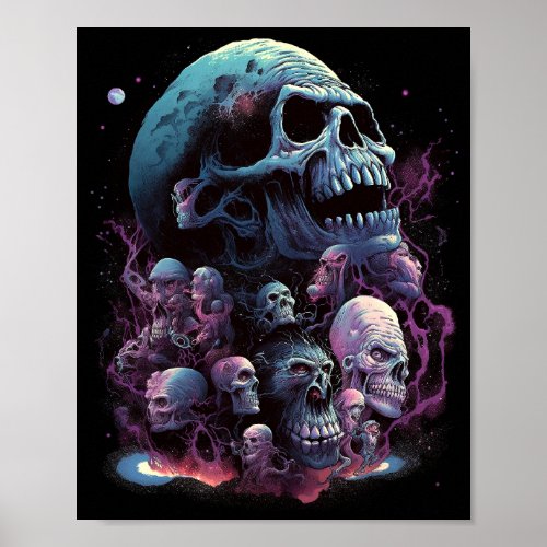 Skulls Monsters Horror Art Poster