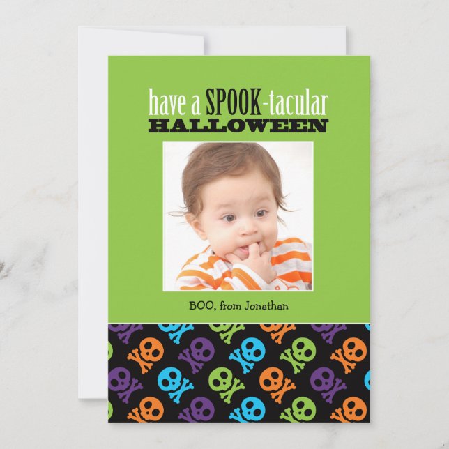 Skulls n Bones Halloween Photo Card (Front)