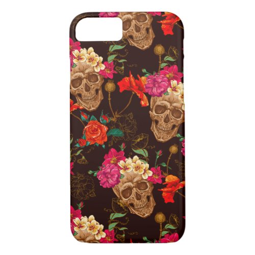 Skulls n Roses Pattern iPhone 87 Case