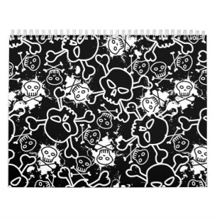 Skulls on black seamless pattern.ai calendar