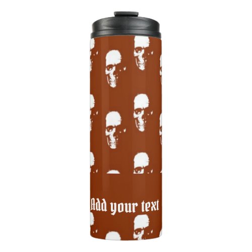 Skulls on brown custom thermal tumbler