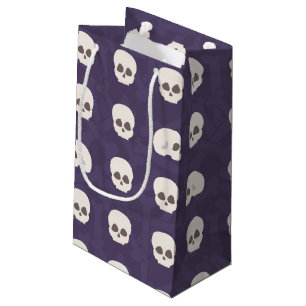 Skulls on purple bone background small gift bag