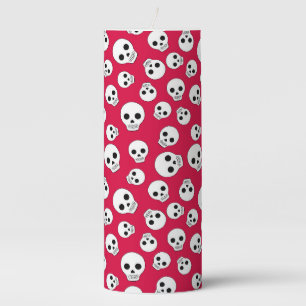 Skulls On Red Pillar Candle