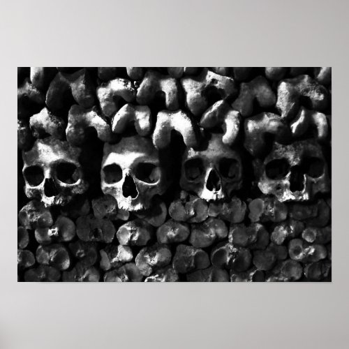 Skulls _ Paris Catacombs black and white version Poster