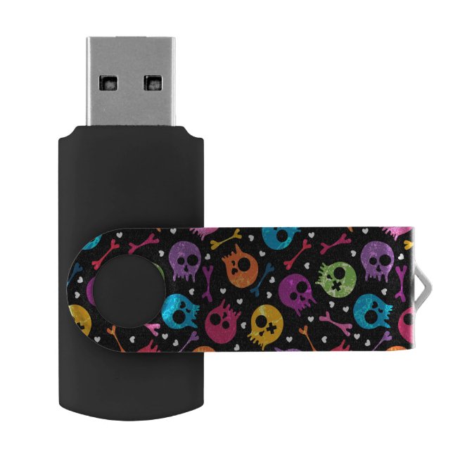 Skulls pattern 2 flash drive (Opened)