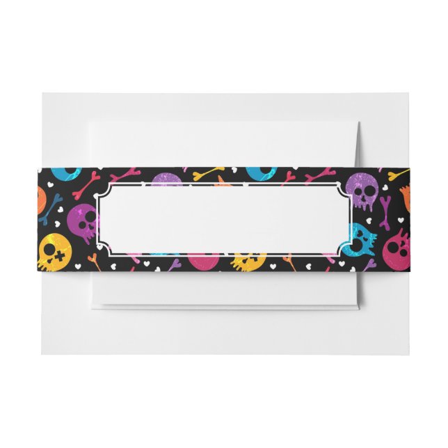 Skulls pattern 2 invitation belly band (Front Example)