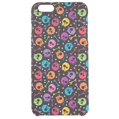 Skulls pattern 2 clear iPhone 6 plus case