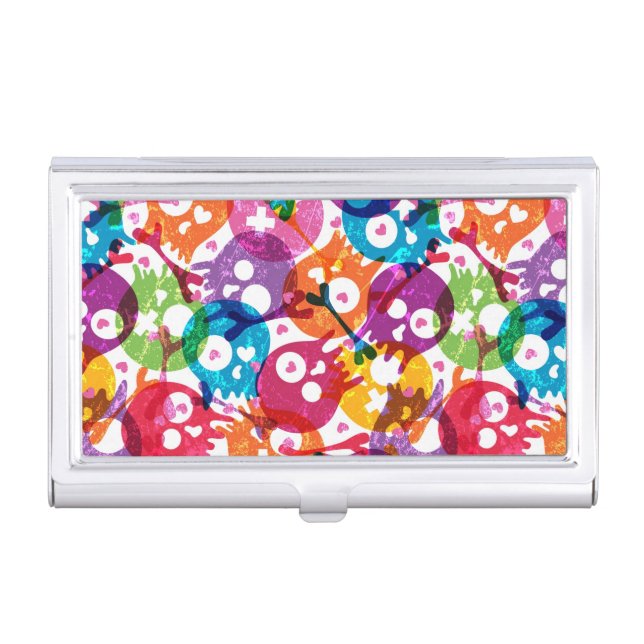 Skulls pattern 3 business card case (Front)