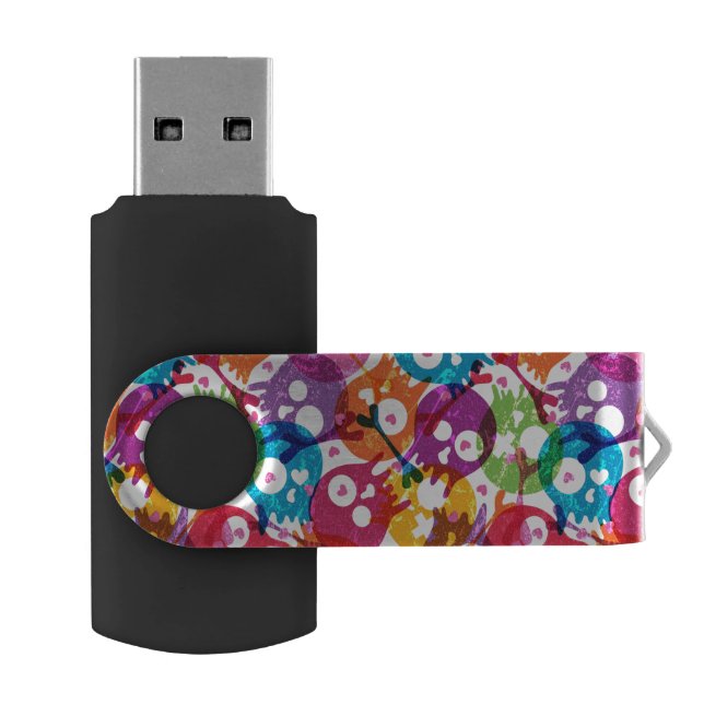 Skulls pattern 3 flash drive (Opened)