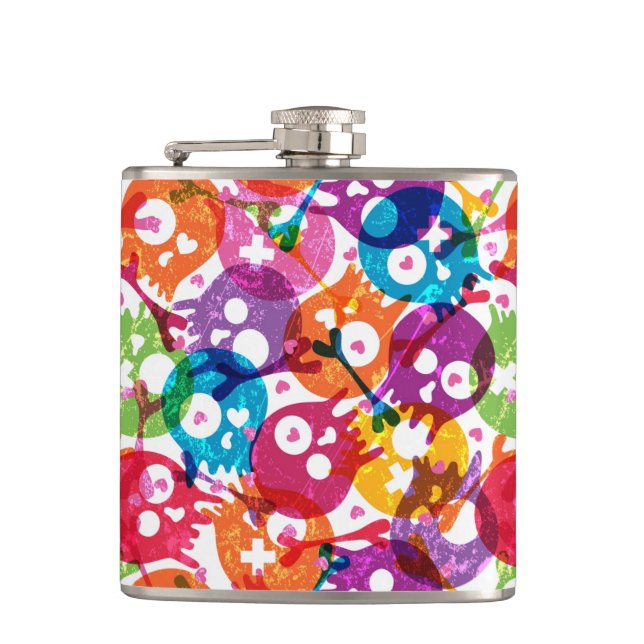 Skulls pattern 3 flask (Front)