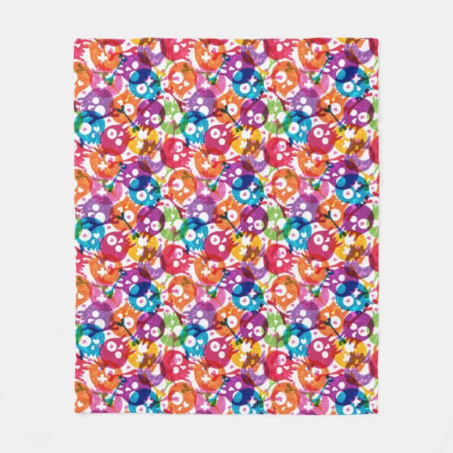 Skulls pattern 3 fleece blanket (Front)