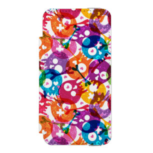Skulls pattern 3 wallet case for iPhone SE/5/5s