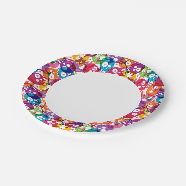 Skulls pattern 3 paper plates (Angled)