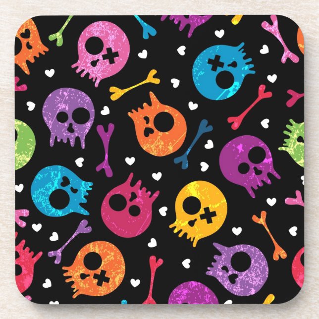 Skulls pattern beverage coaster (Front)