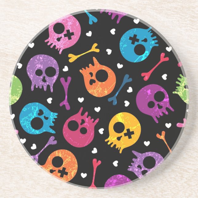 Skulls pattern sandstone coaster (Front)