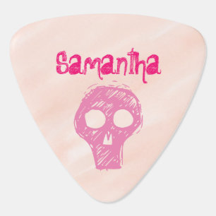 Skulls Pink Blush Personalized Name Picks