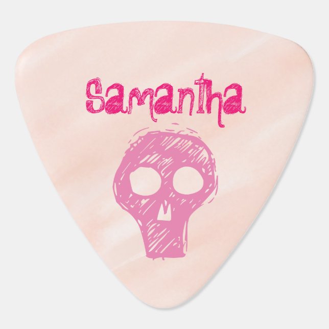 Skulls Pink Blush Personalized Name Picks (Back)
