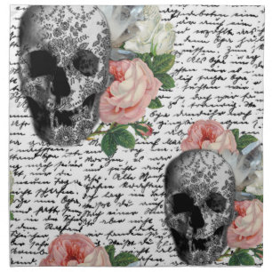 Skulls & Pink Roses Cloth Napkin