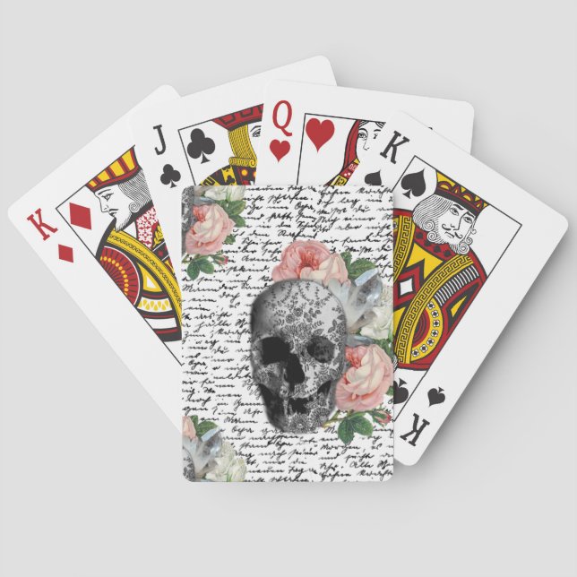 Skulls & Pink Roses Poker Cards (Back)