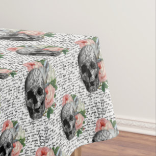 Skulls & Pink Roses Tablecloth