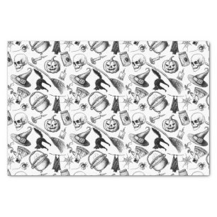 Skulls Pumpkins Broomsticks Bats Halloween Tissue Paper