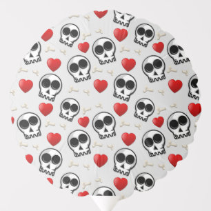 Skulls & Red Hearts Halloween Pattern Balloon