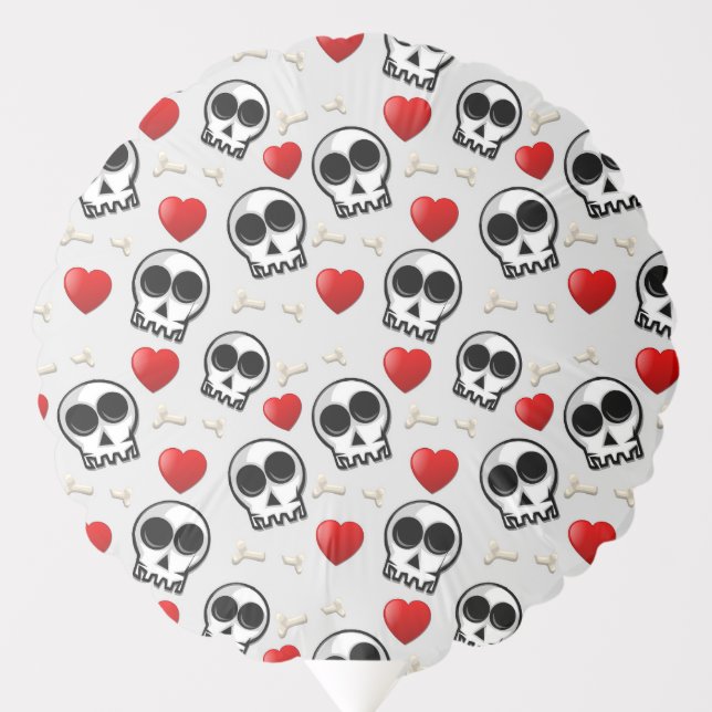 Skulls & Red Hearts Halloween Pattern Balloon (Front)