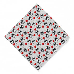 Skulls & Red Hearts Halloween Pattern Bandana