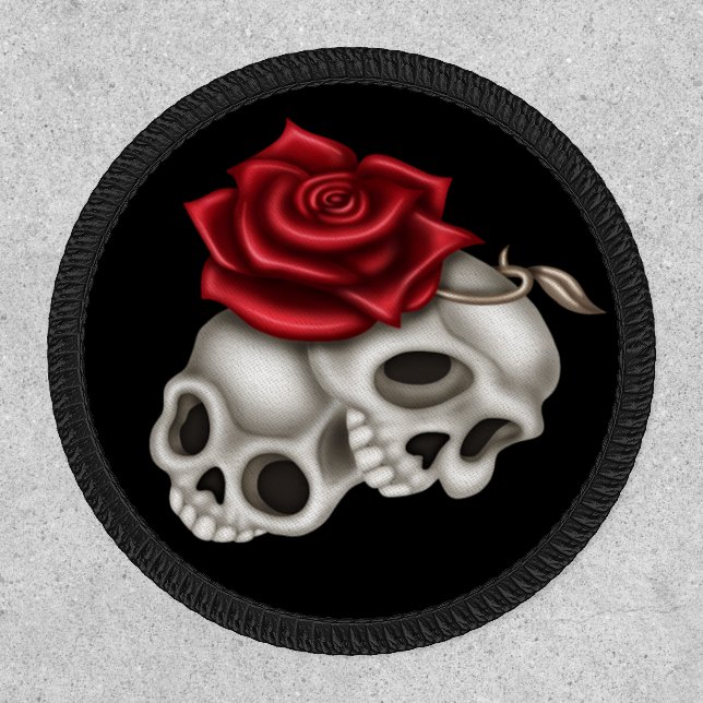 Skulls & Red Rose Patch (Front)
