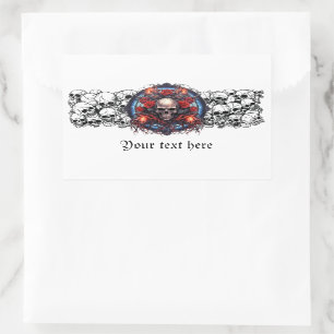 Skulls, Red Roses, and flames pirate gothic design Rectangular Sticker