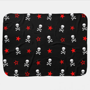 Skulls & Red Stars Swaddle Blanket